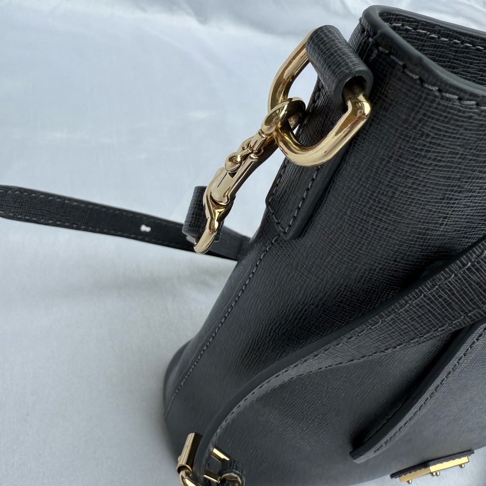 Dooney & Bourke Saffiano Leather Crossbody Bag Black Small Zip Purse - Picture 14 of 17
